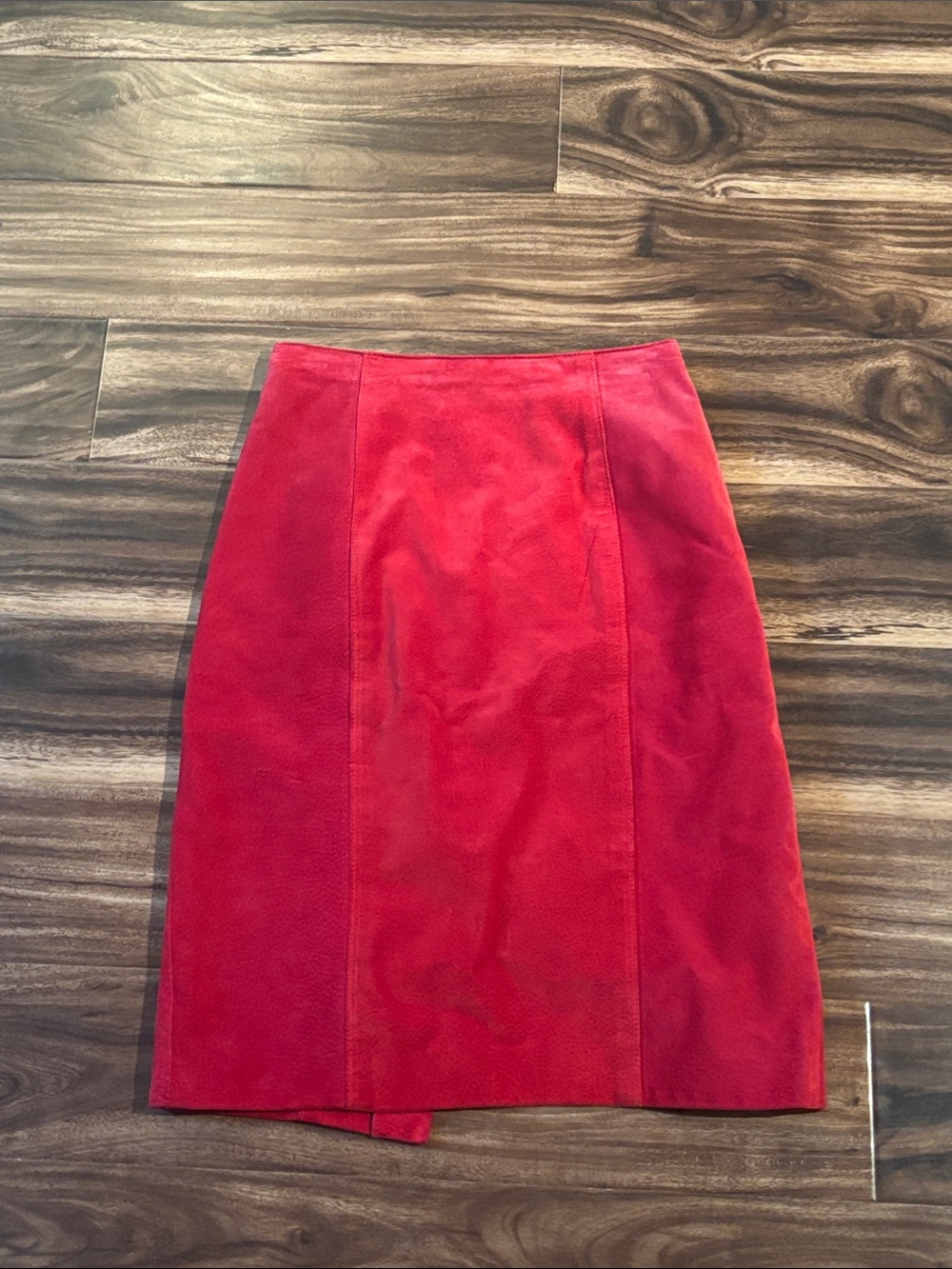 Red Women's Suede Pencil Skirt